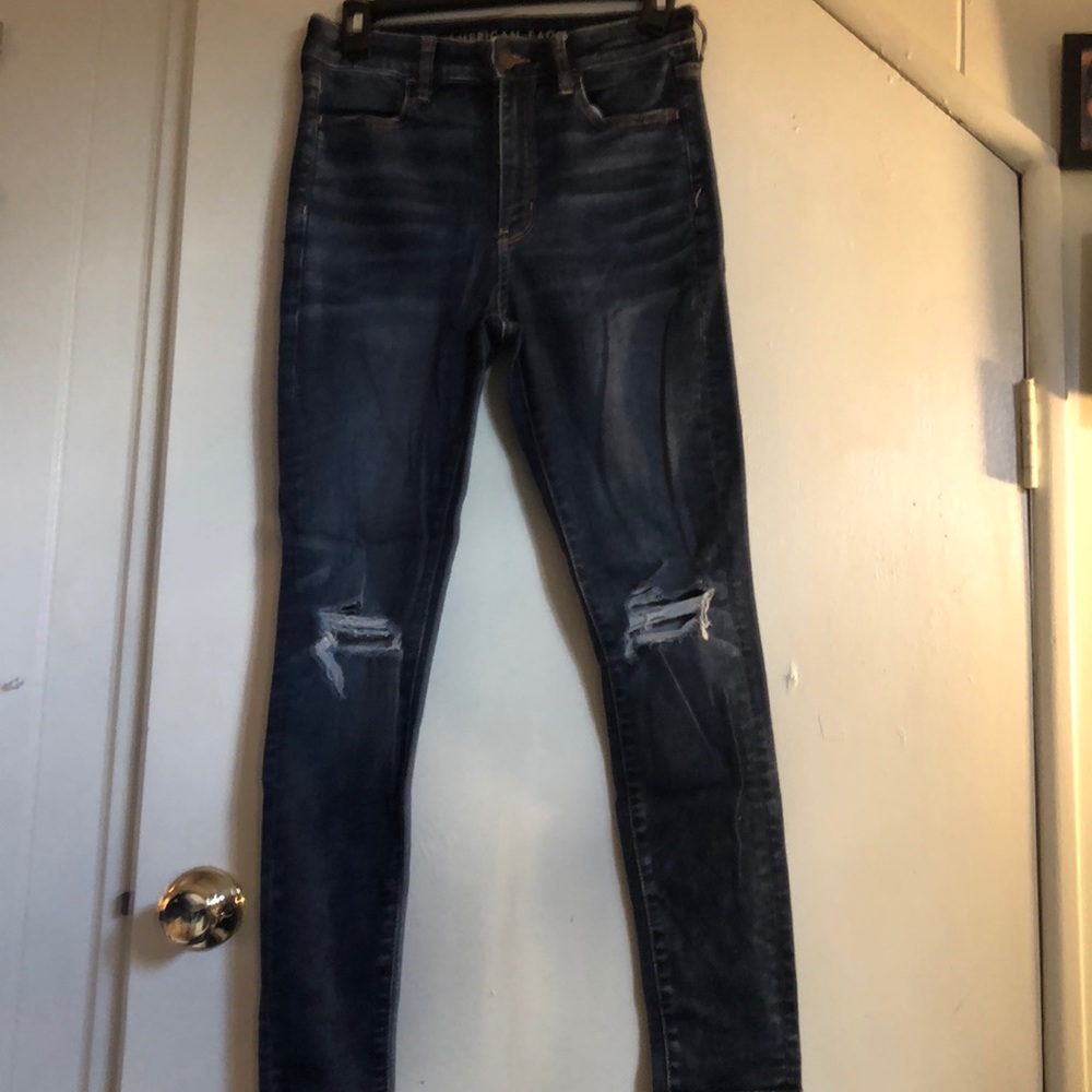 American Eagle Super High Rise Skinny Dark Wash